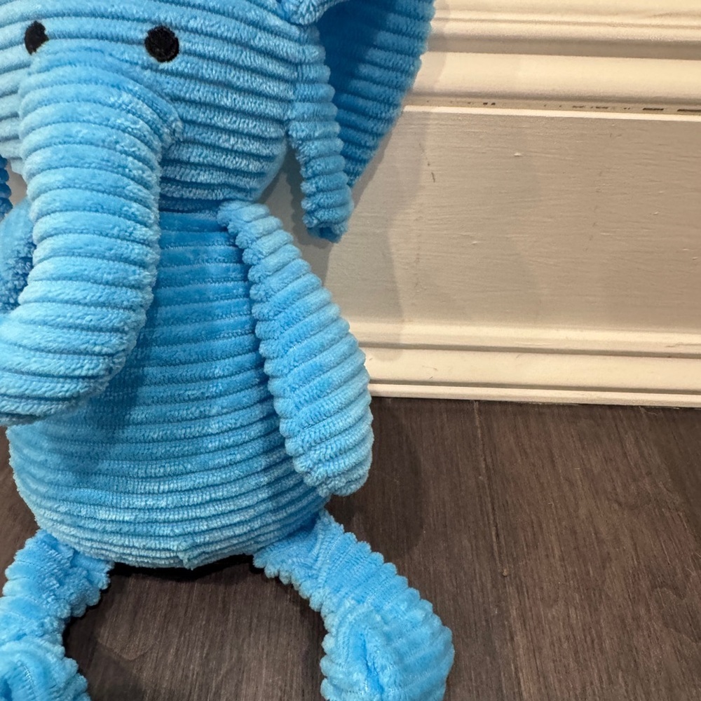 Like New Blue Corduroy Elephant Tough Plush Dog Pet Toy - Picture 3 of 5